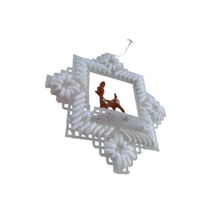 Handmade Plastic Cross-stitch 3D Deer Christmas Ornament 3.5”