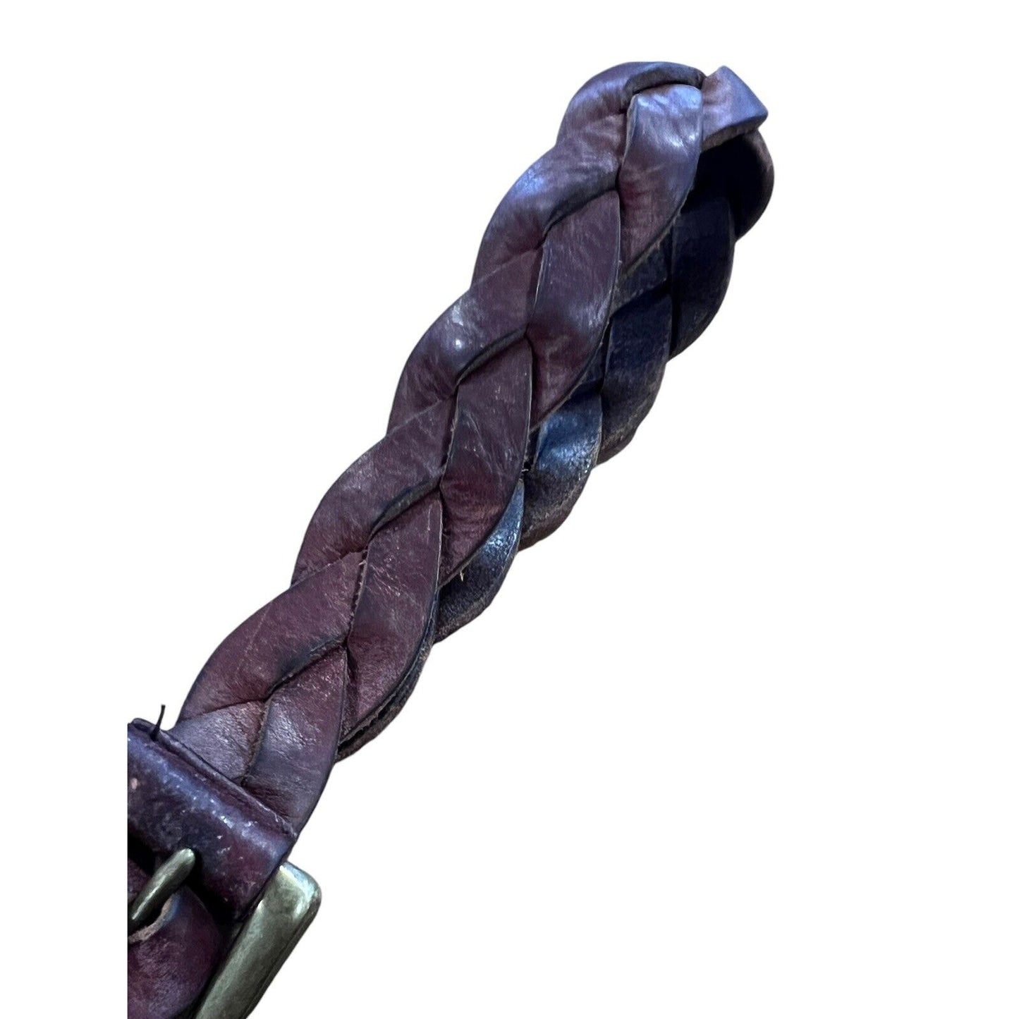 Vintage Mens Leather Braided Brown Belt Brass Hardware M