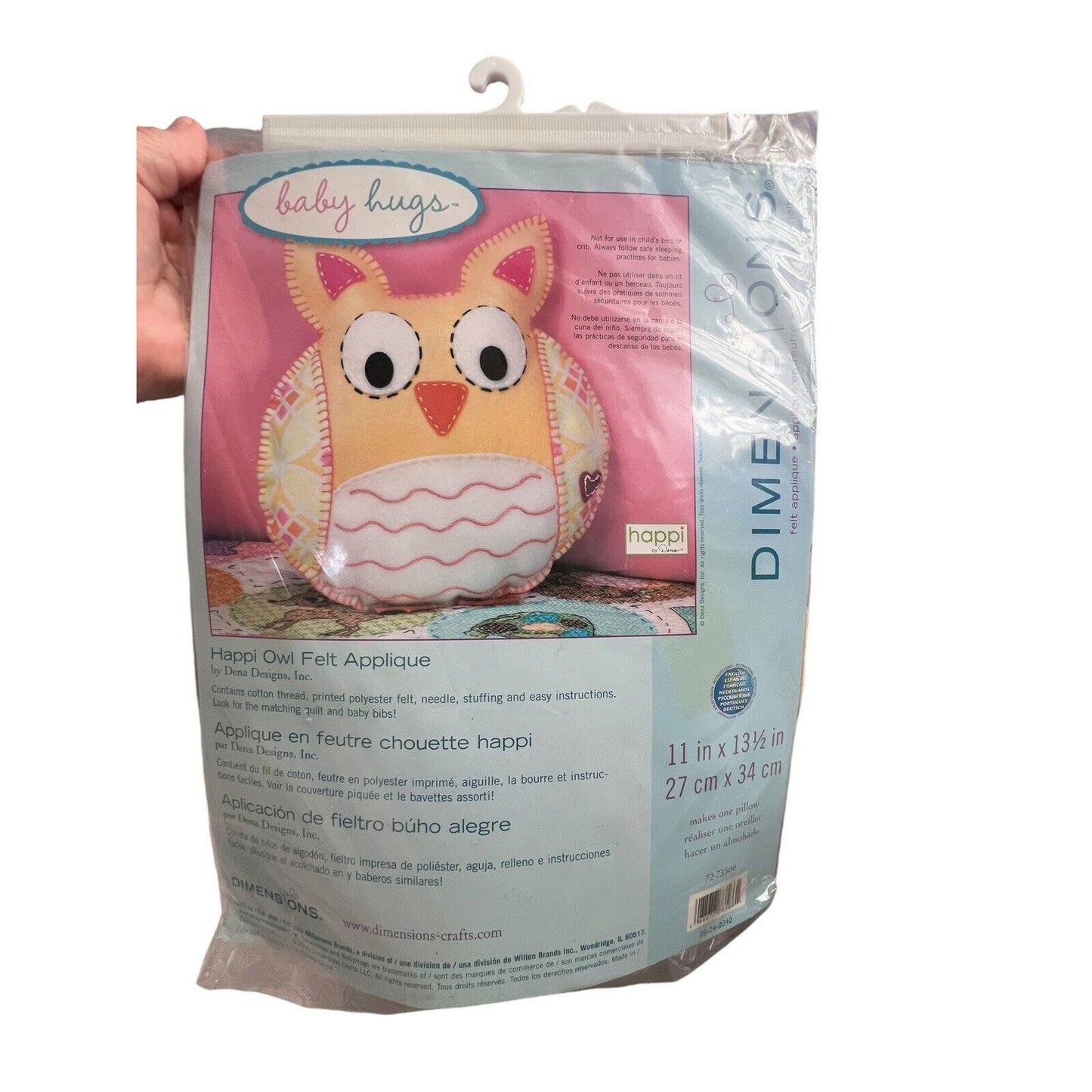 Dimensions Baby Hugs Happy Owl Felt Appliqué Pillow Craft Sewing Kit New