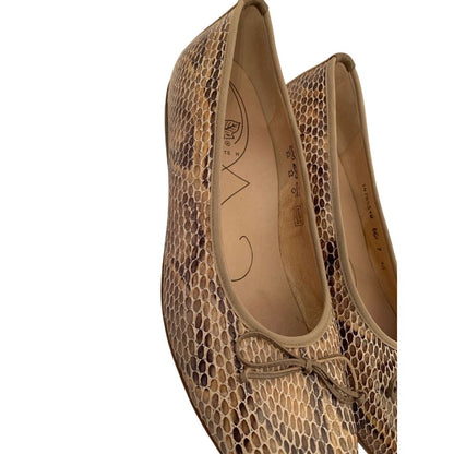 Size 10W Waldlaufer Weite H Wide Women's Brown Tan Reptile Print Flats Comfort Shoes