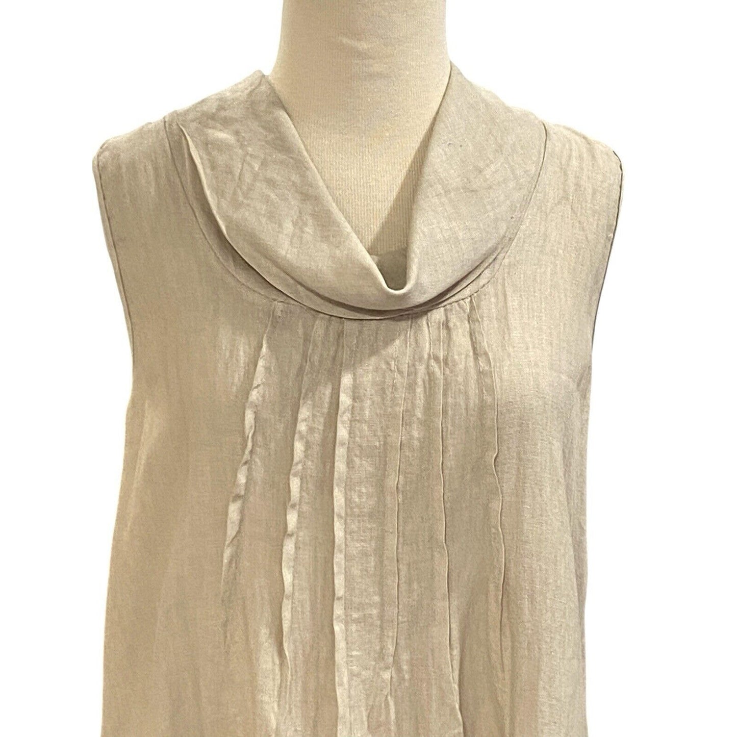Un Coeur En Ete Beige Linen Top Blouse Tunic Italy See Measurements For Sizing