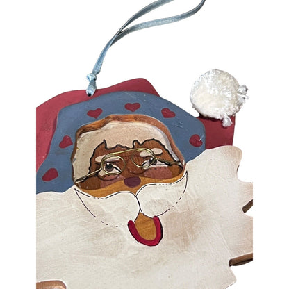 Kurt Adler Santa Claus Wood Christmas Ornament Holiday Painted 1989