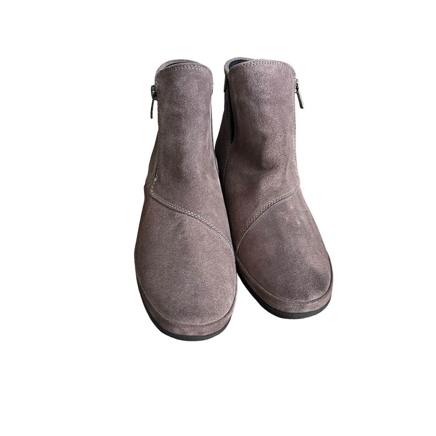 Size 8 Bjorndal Libby Womens Gray Wedge Heel Suede Booties Boots