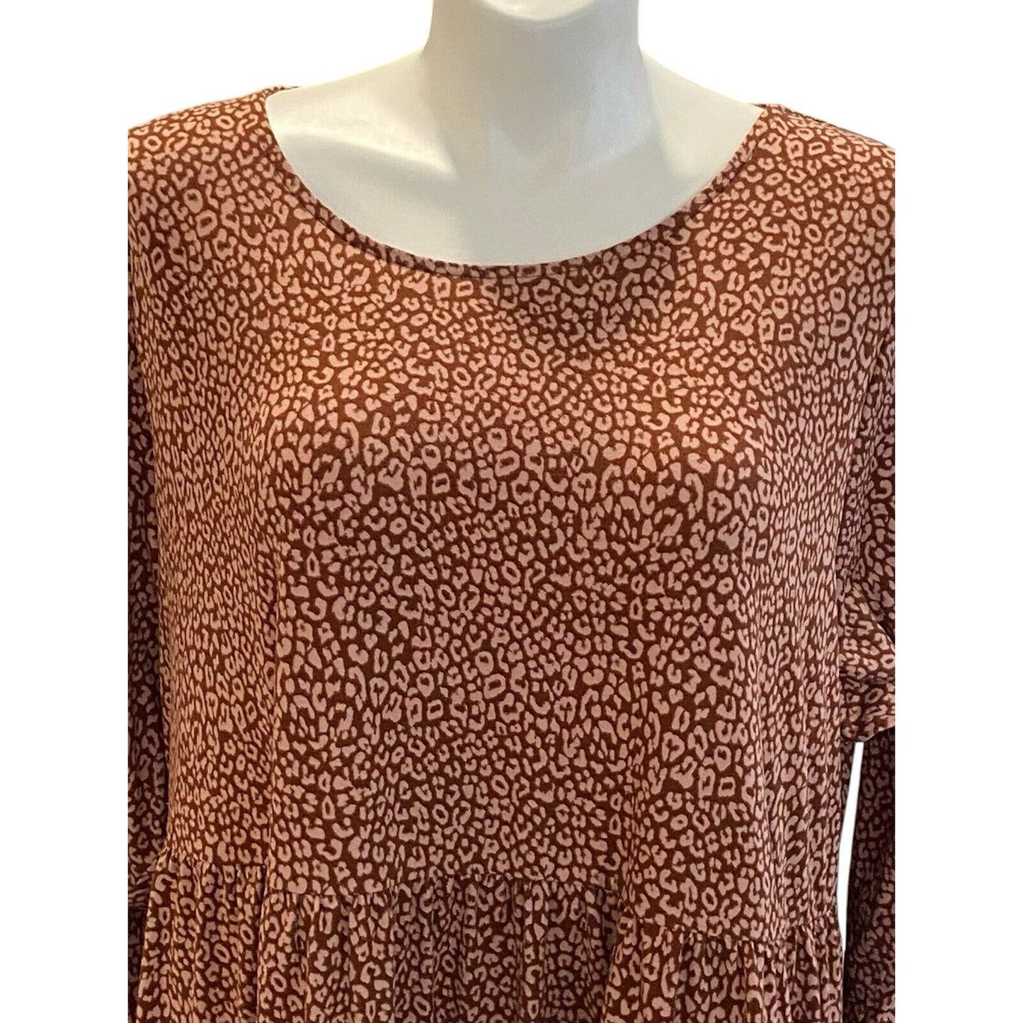 3X Love Fire Dress Women's Brown Pink Plus Midi Comfort