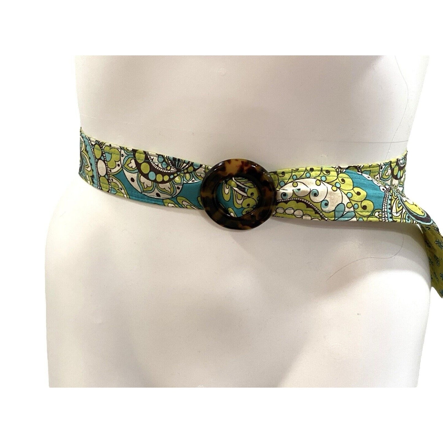 Vintage Vera Bradley Fabric Belt Peacock Turquoise Paisley Floral Bohemian 43”