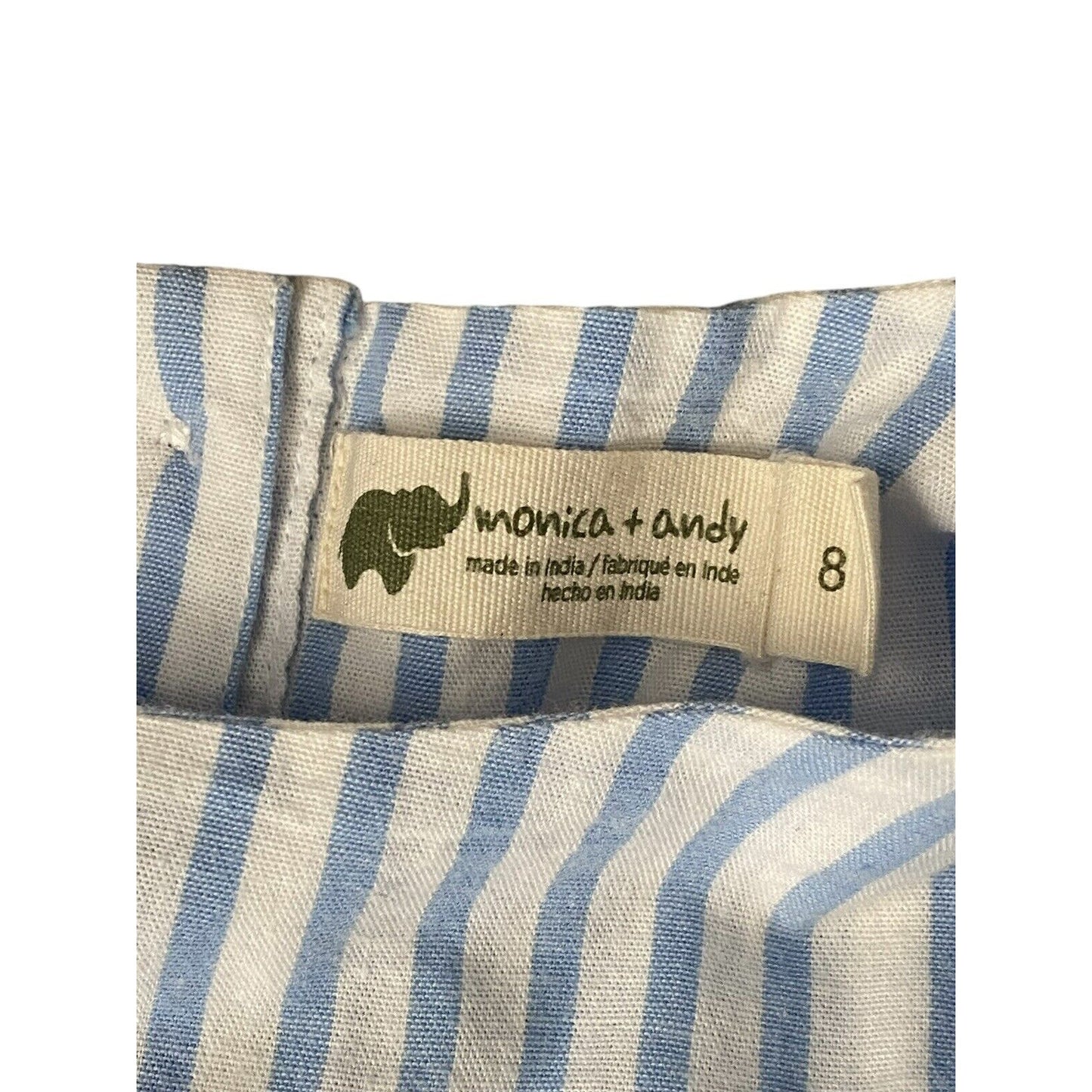 Size 8 Girls Monica + Andy Striped Organic Cotton Dress Preppy Blue White Stripe