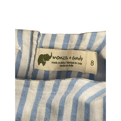 Size 8 Girls Monica + Andy Striped Organic Cotton Dress Preppy Blue White Stripe