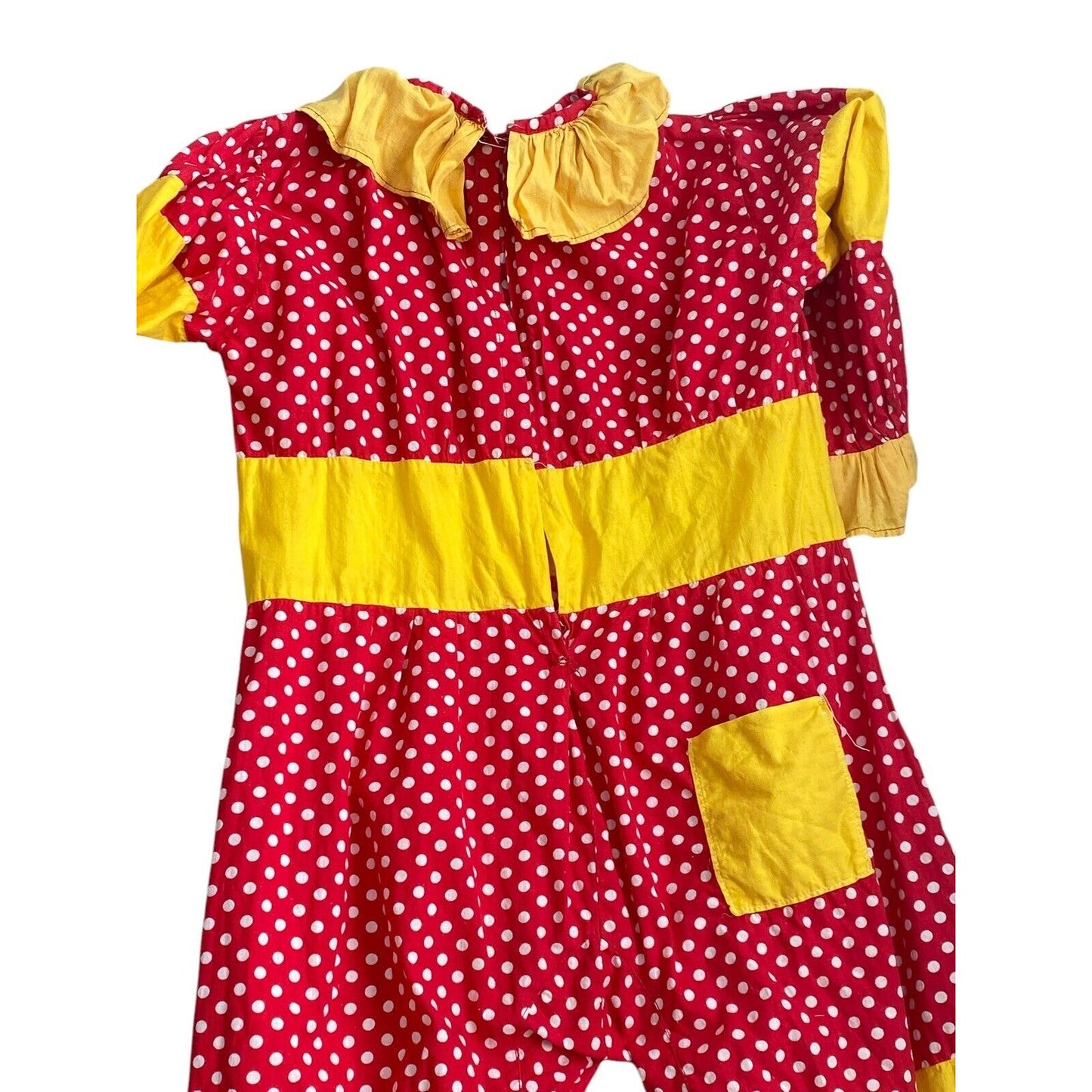 Vintage Homemade Handmade Kids Clown Costume Polka Dots Red Yellow