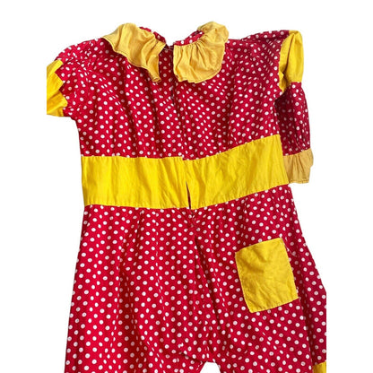Vintage Homemade Handmade Kids Clown Costume Polka Dots Red Yellow