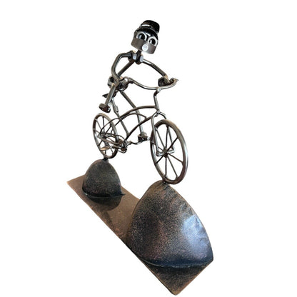 Bicycle Cyclist Nuts & Bolts Metal Sculpture BMX Bike Mountain Bike