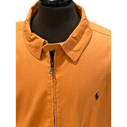 VINTAGE Polo Ralph Lauren Jacket Mens XL Zip Up Bomber Coat Jacket Logo Orange