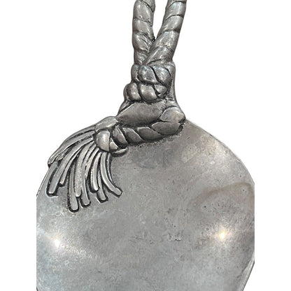 Vintage 2002 Arthur Court Pewter Nautical Rope Western Motif Salad Serving Set