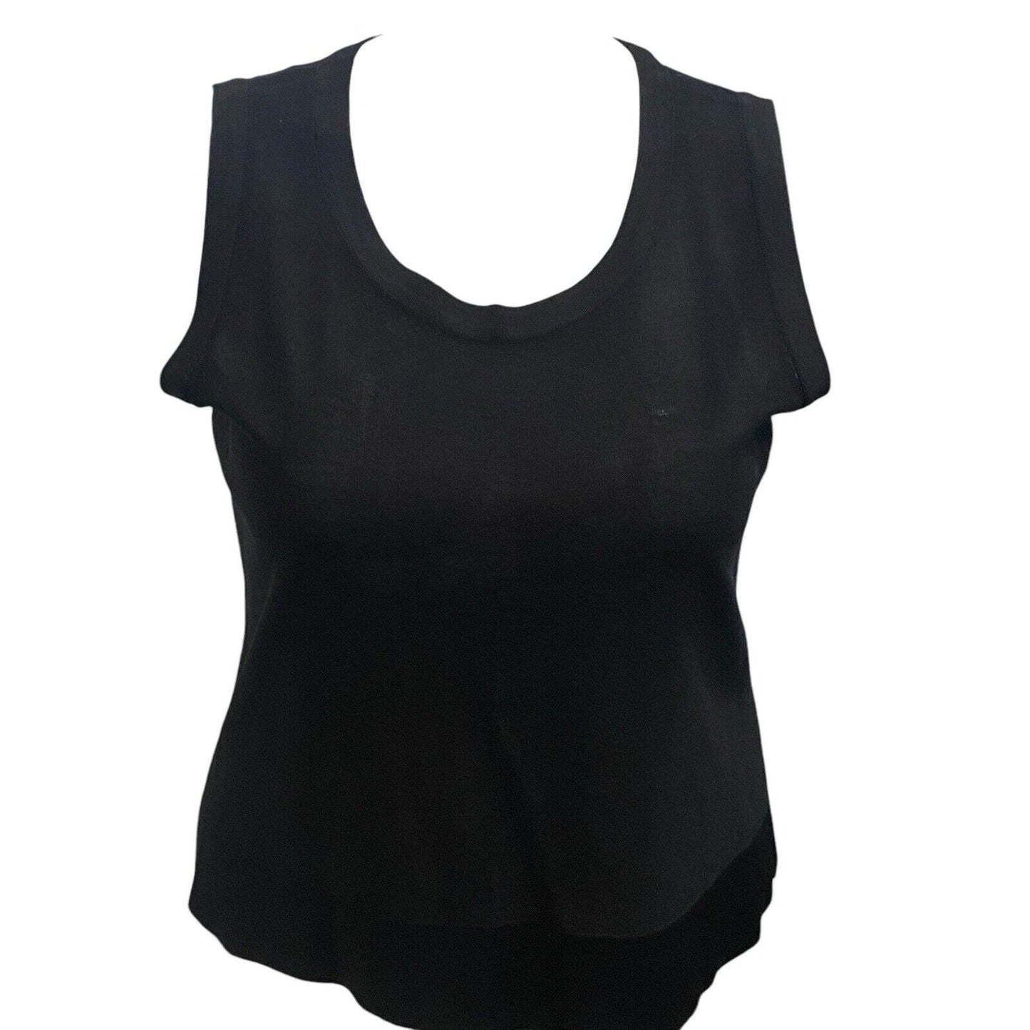 Exclusively Misook Black XL Petite Sleeveless Blouse Tank Band Design At Bottom