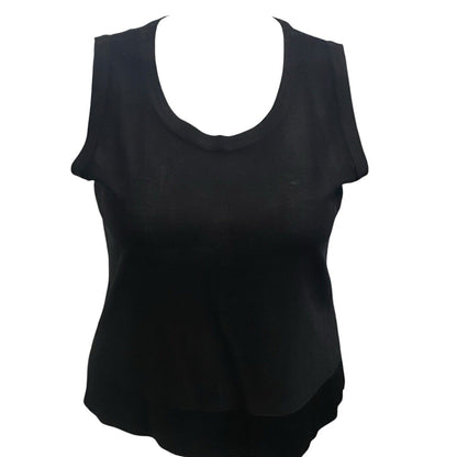 Exclusively Misook Black XL Petite Sleeveless Blouse Tank Band Design At Bottom