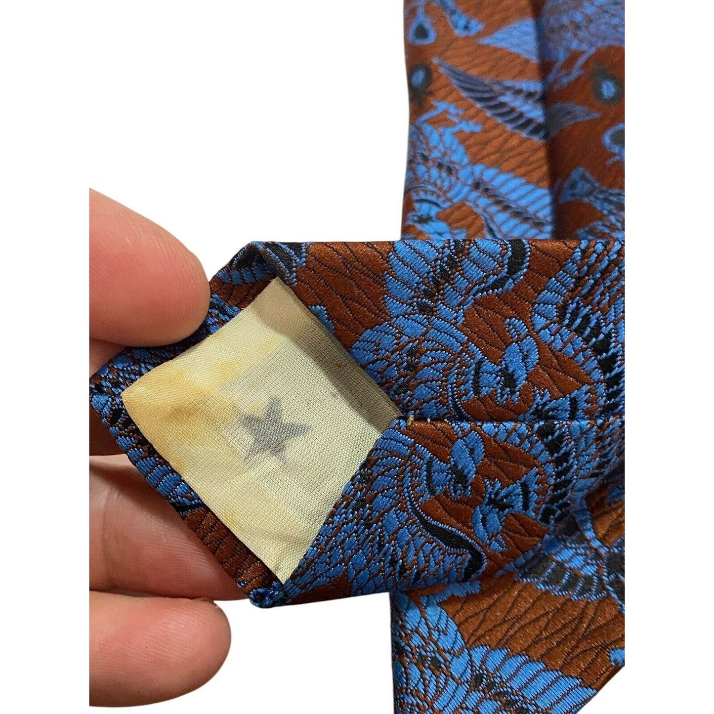 Vtg Sears Men's Store 60s 70s Polyester Tie Necktie Brown Blue Phoenix Bird