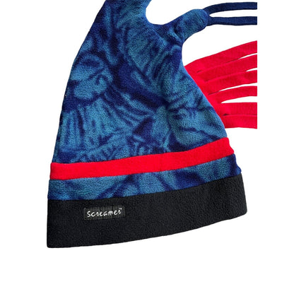 Vintage Streamer Fleece Tails Hat Cap Snowboard Ski Blue & Red Tie Dye USA