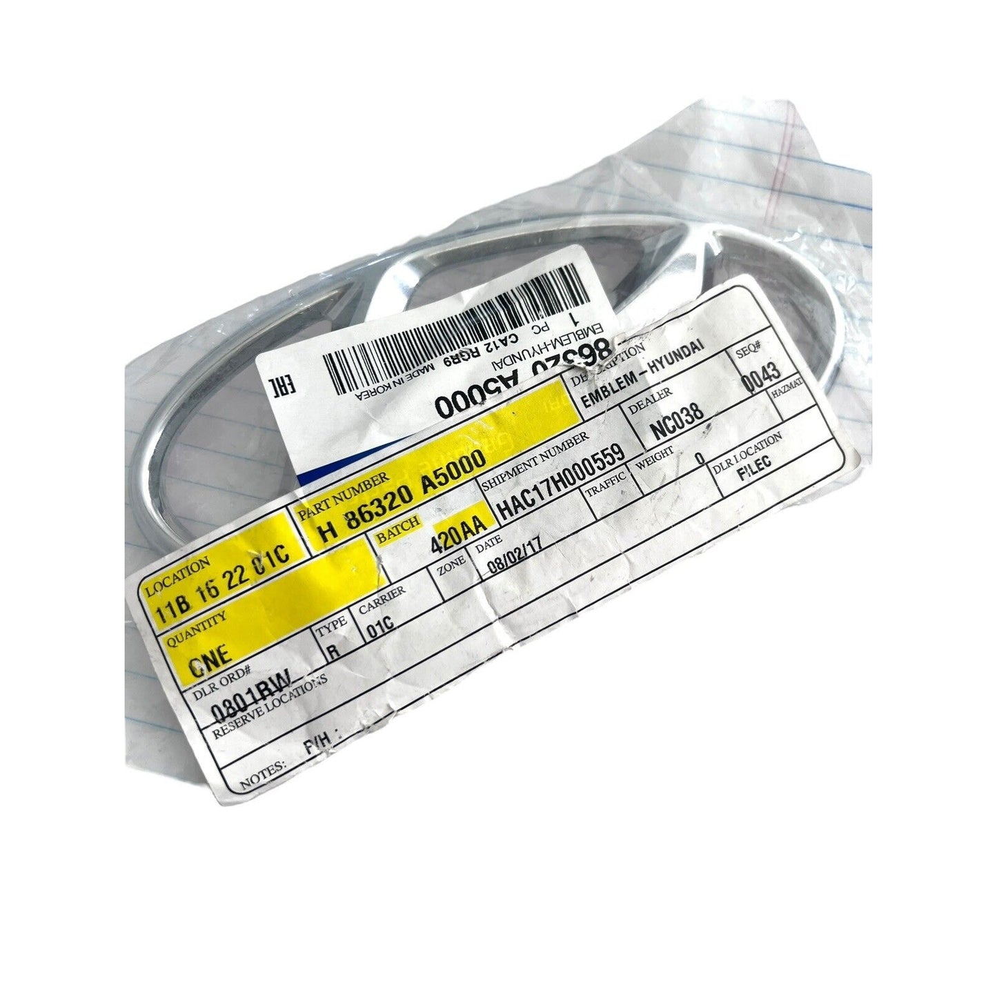 OEM Hyundai i30 2012 - 2015 Emblem Rear Badge Original 86320-A5000 NEW