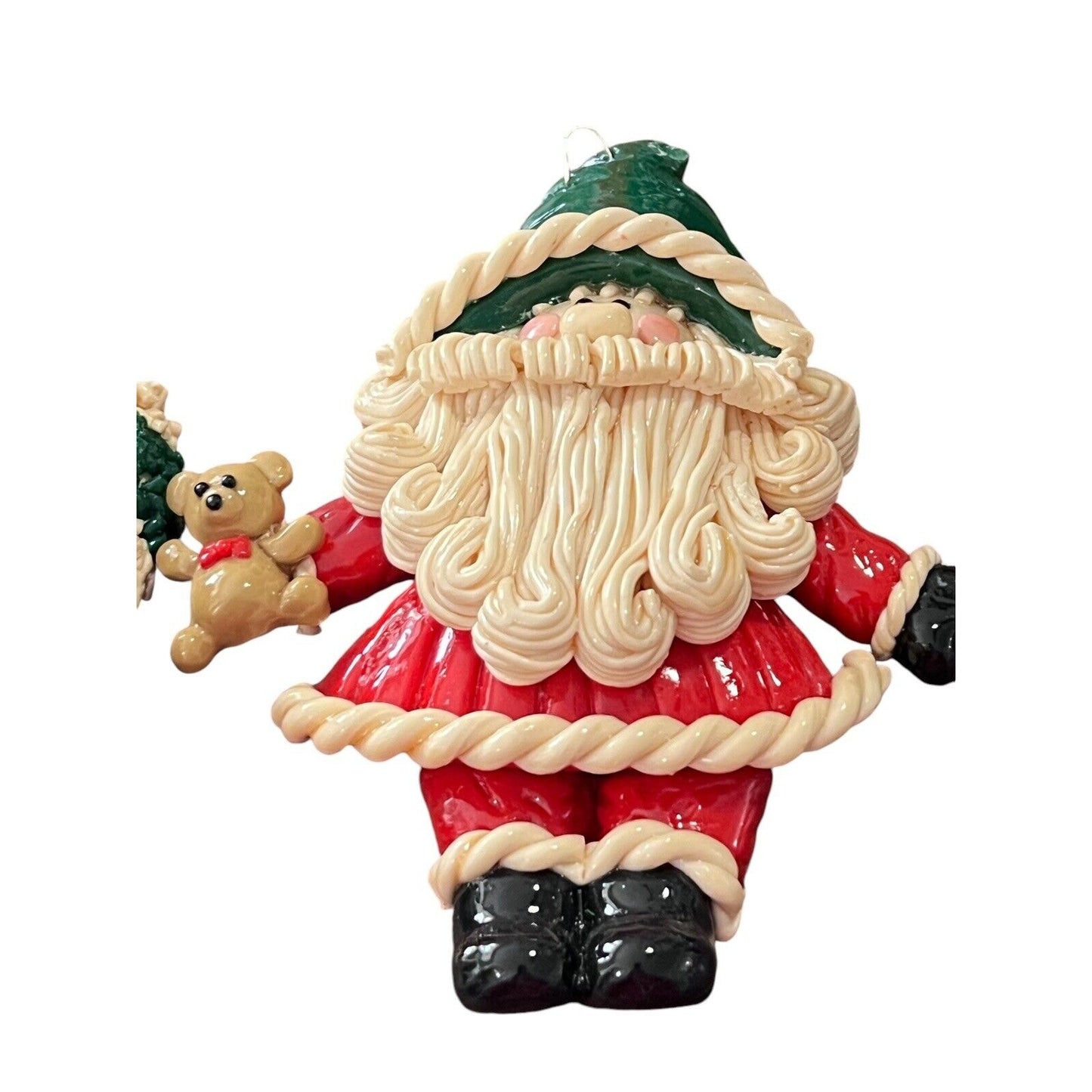 Dough Christmas Ornament Glossy Golf Santa Claus Sleigh Set Of Two