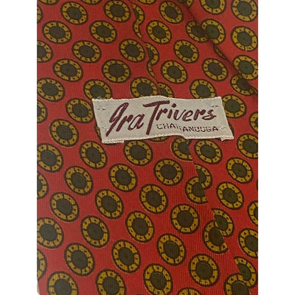 Ira Trivers USA Tie Red Dot Modernist Necktie 56” Long 4.5” Wide Vintage