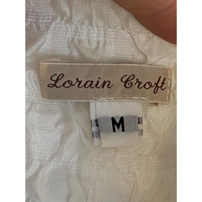 Size Medium Lorain Croft Short White Textured Crop Jacket Fitted Gorgeous