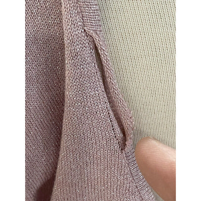 Size M Allison Brittney Women’s Sweater Dress Pink Metallic Long Sleeve Tie Back