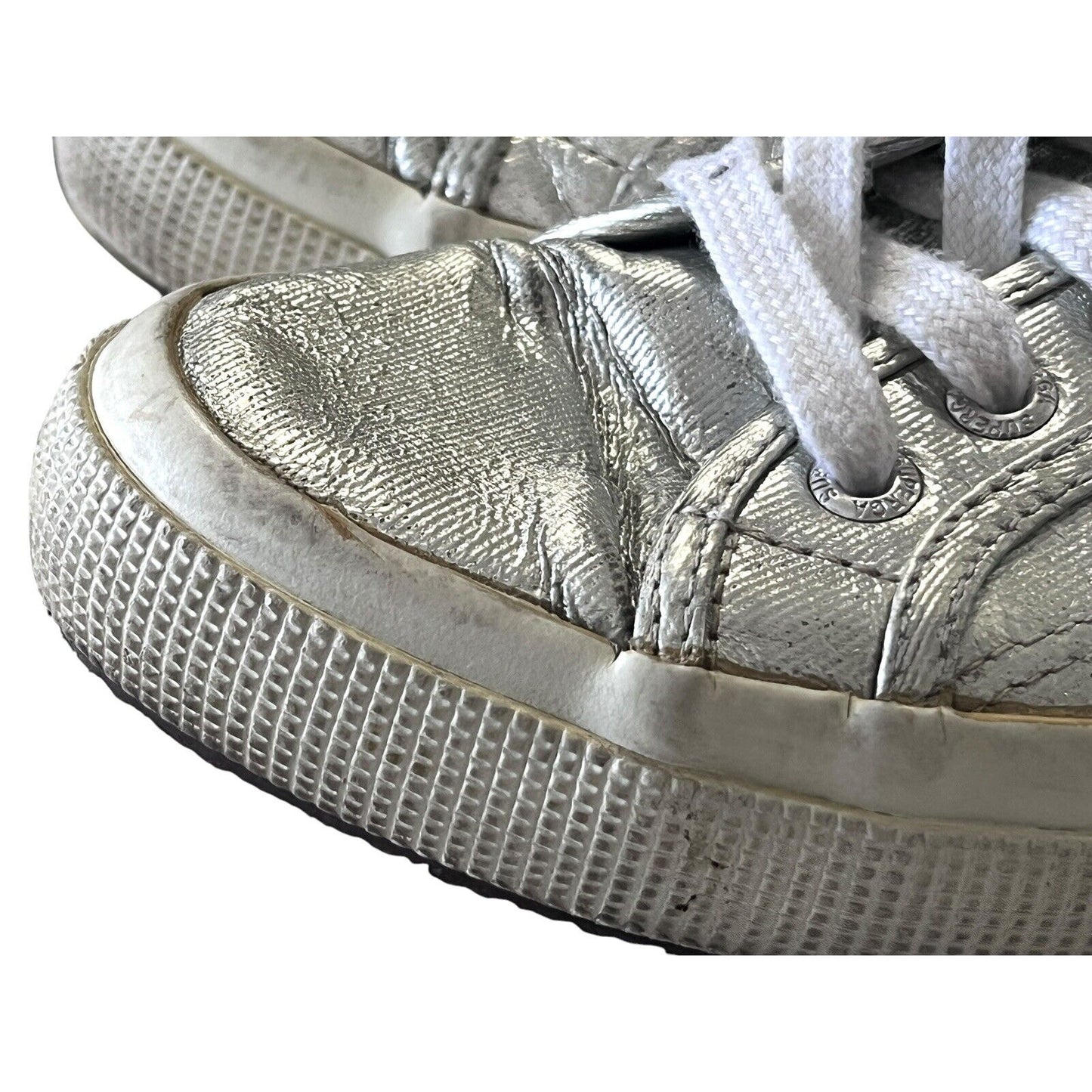 Superga Silver Metallic Shoes Womens Size 5.5 Low Top Sneakers Street Machine