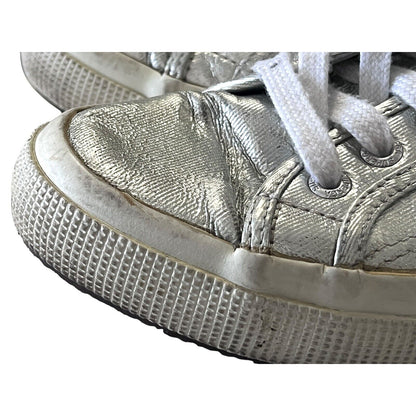 Superga Silver Metallic Shoes Womens Size 5.5 Low Top Sneakers Street Machine