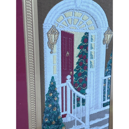 Textile Art Fiber Woven Picture Christmas Staircase Traditional Classic Holiday