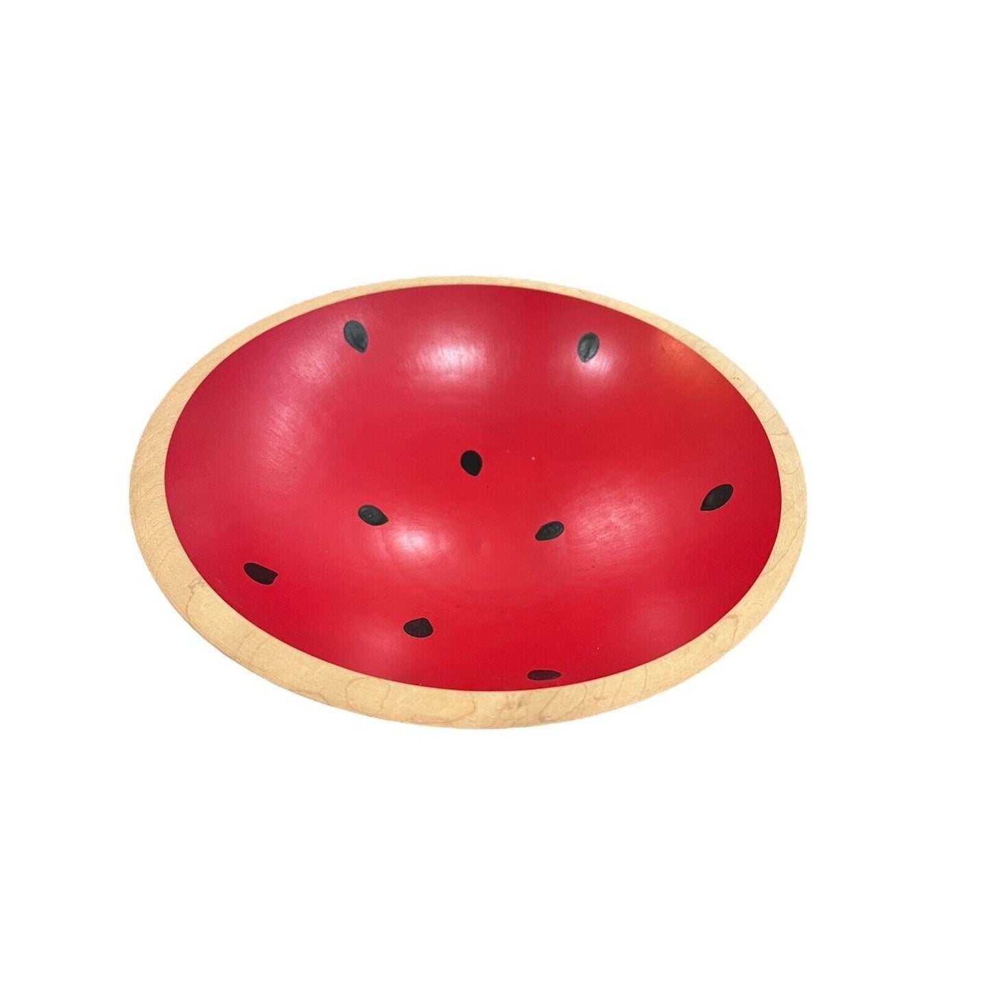 CWP Wayland NY. Hand Turned Wooden Bowl Watermelon Handpainted 9.5” Set Of 2