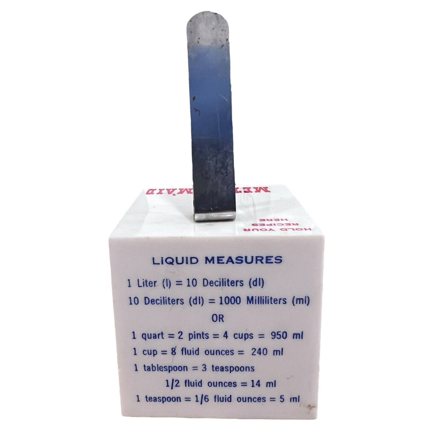 Metric Maid Vintage Recipe Card Holder Cooking Conversion Charts