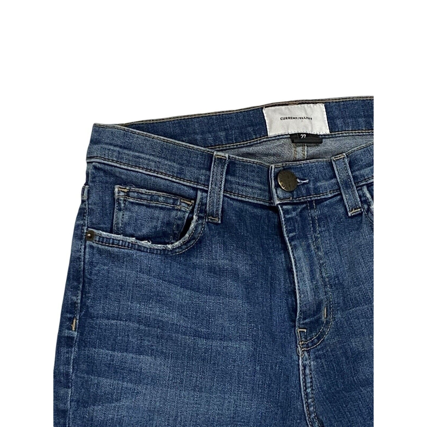 Size 27 Current Elliott Women Jeans Skinny Medium Wash Distressed Hem Raw