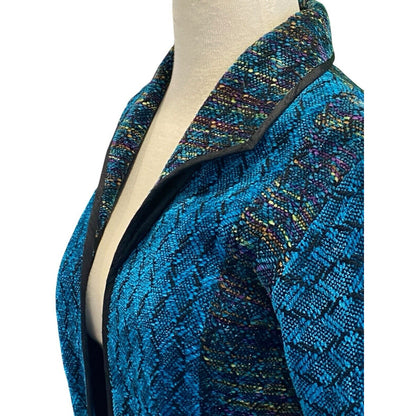 LAURA FISHER BONVALLET Handwoven Open Jacket Beauxchenes Fibre Art to Wear Teal