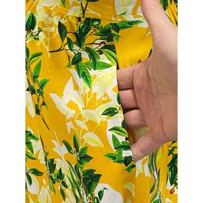 Lady Vintage Lemon Yellow Midi Summer Dress Sleeveless Hepburn Pockets