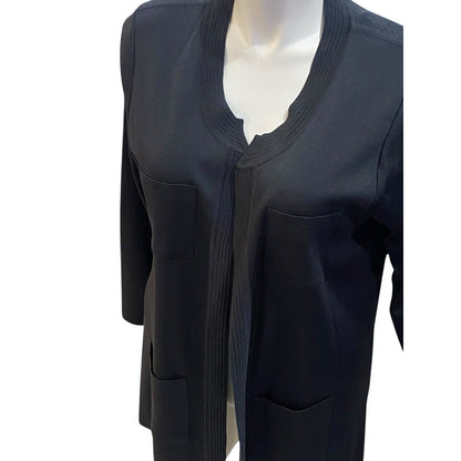 Size XL Exclusively Misook Gray Solid Open Front Sweater Cardigan 4 Pocket