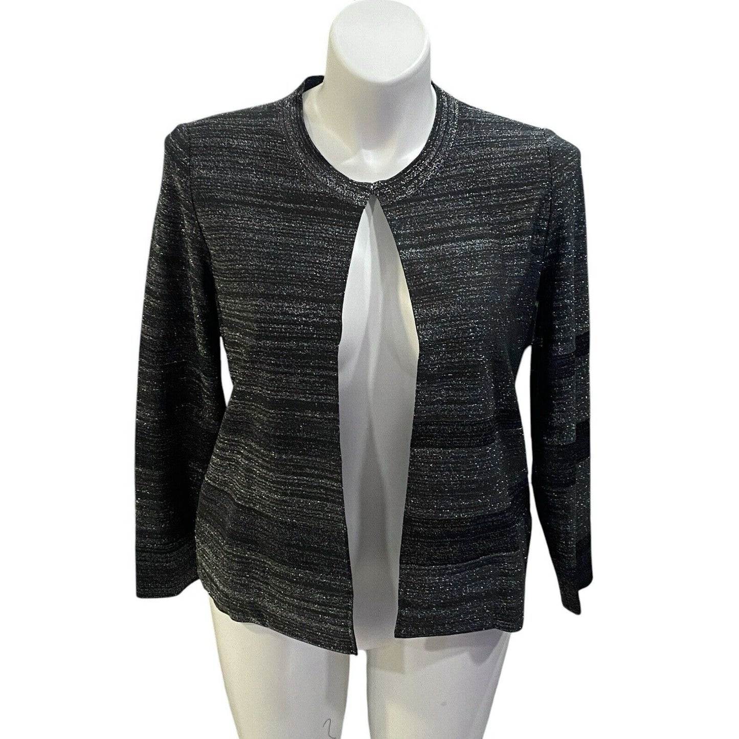 Exclusively Misook Jacket Pant Set XL Petite Metallic Jacket And XL Black Pant