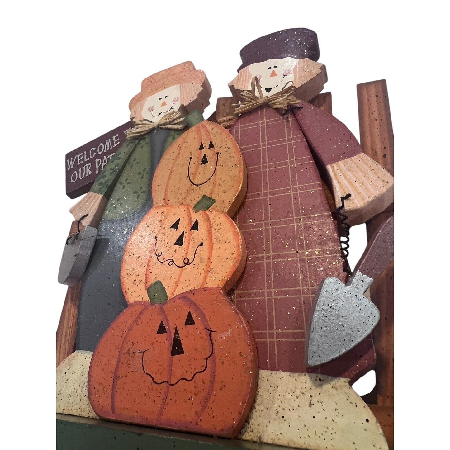 Wooden Autumn Halloween Decor Pumpkin Patch Home Fall Decoration Painted