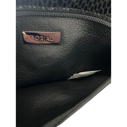 Sorial Black Snakeskin Leather Crossbody Handbag NWOT Clutch