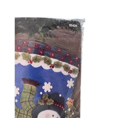 Bucilla Felt Applique Skating Snowman Stocking Kit 85429 Stanziani Sealed NEW