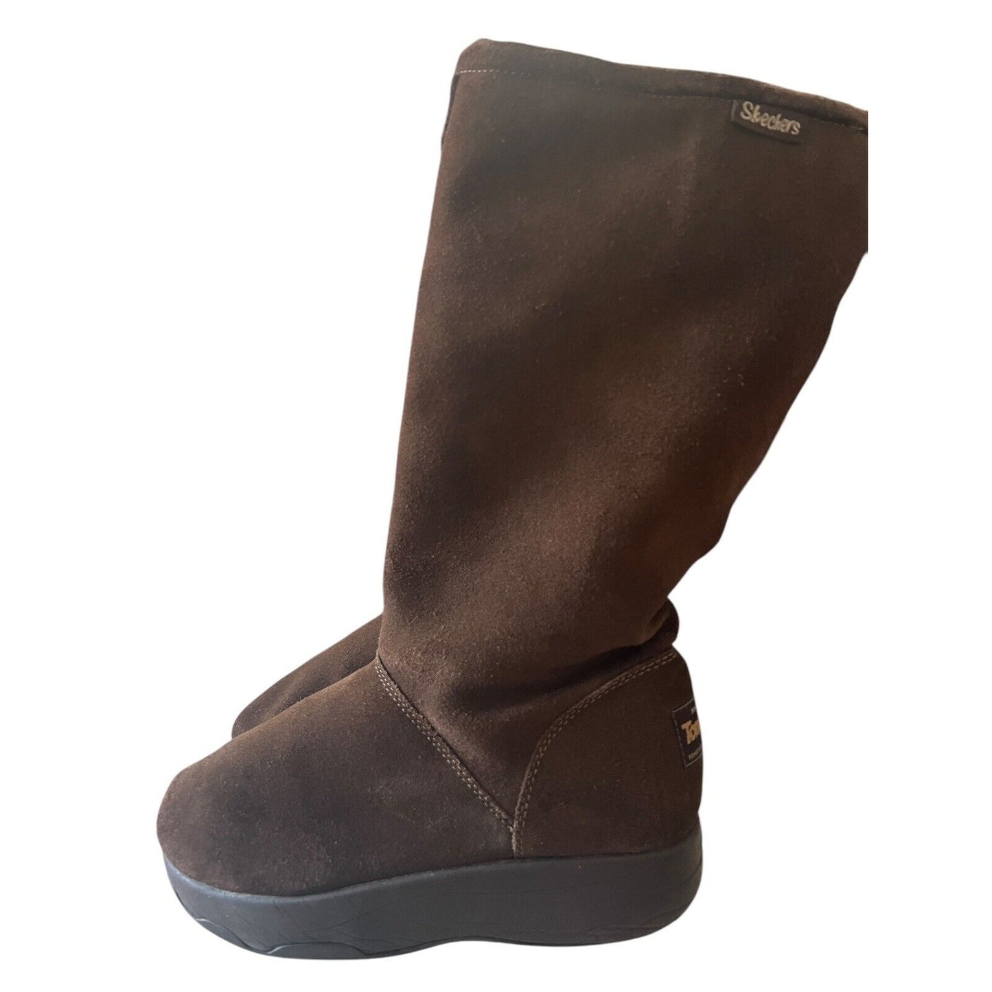 Skechers Leather Faux Fur Boots 8 Tone-Ups Brown Chunky Y2K Platforms Lugs