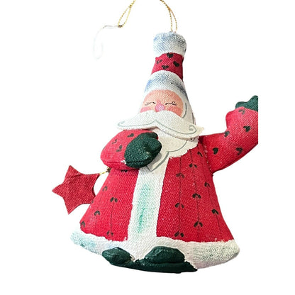 Santa Claus Hand Painted Canvas Christmas Ornament Holiday Pillow Painted