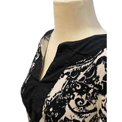 Size Small Lauren Ralph Lauren Black White Paisley Tunic Shirt Blouse