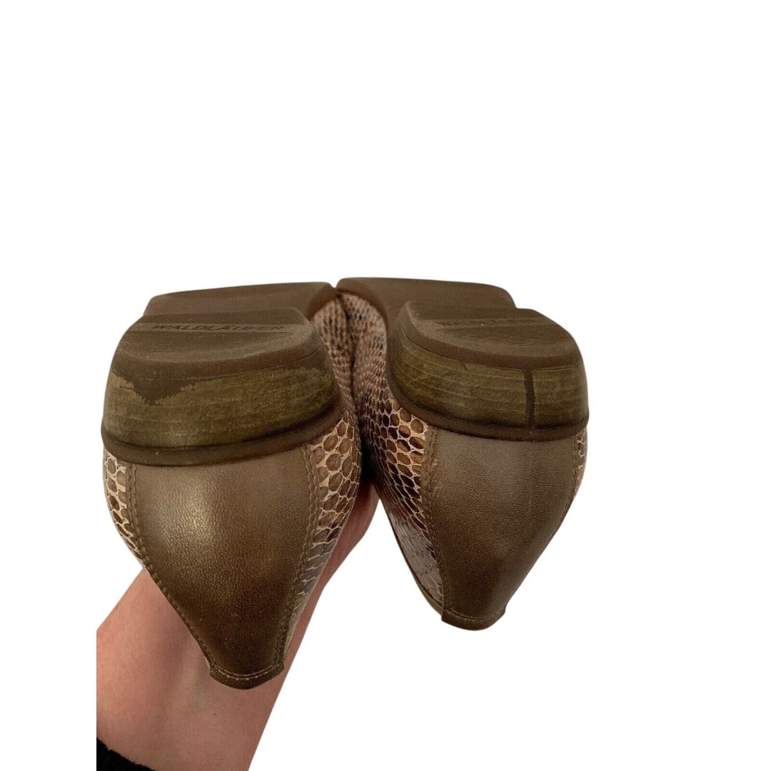 Size 10W Waldlaufer Weite H Wide Women's Brown Tan Reptile Print Flats Comfort Shoes
