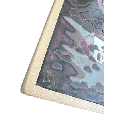 Angelos Tsakirakis Style Greek Framed Wall Art Tile Plaque Terracotta MCM Signed