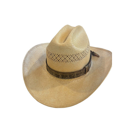 Stetson Rattlesnake Straw Cowboy Rattle Included Hat Size 6 7/8 - 55 6X