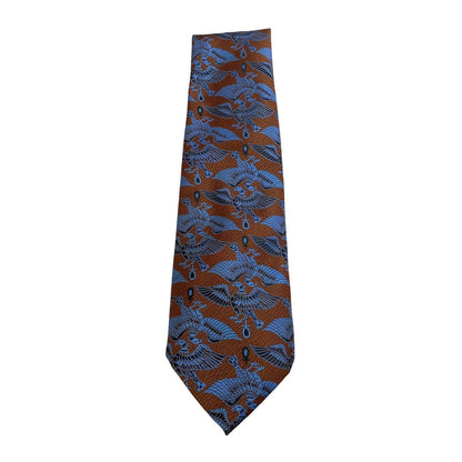 Vtg Sears Men's Store 60s 70s Polyester Tie Necktie Brown Blue Phoenix Bird