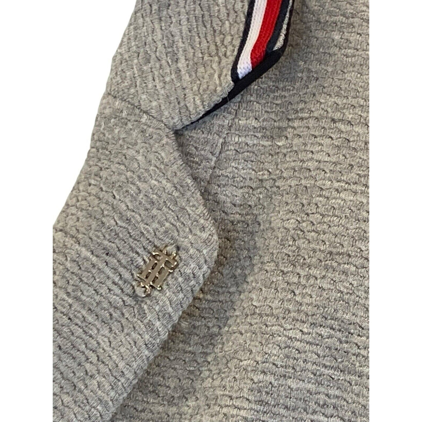 Tommy Hilfiger Gray Womans Single Button Elbow Patch Blazer Size 10 Great Detail