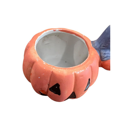 VTG HALLOWEEN Witch Jack O’ Lantern Tea light Holder Hand Painted