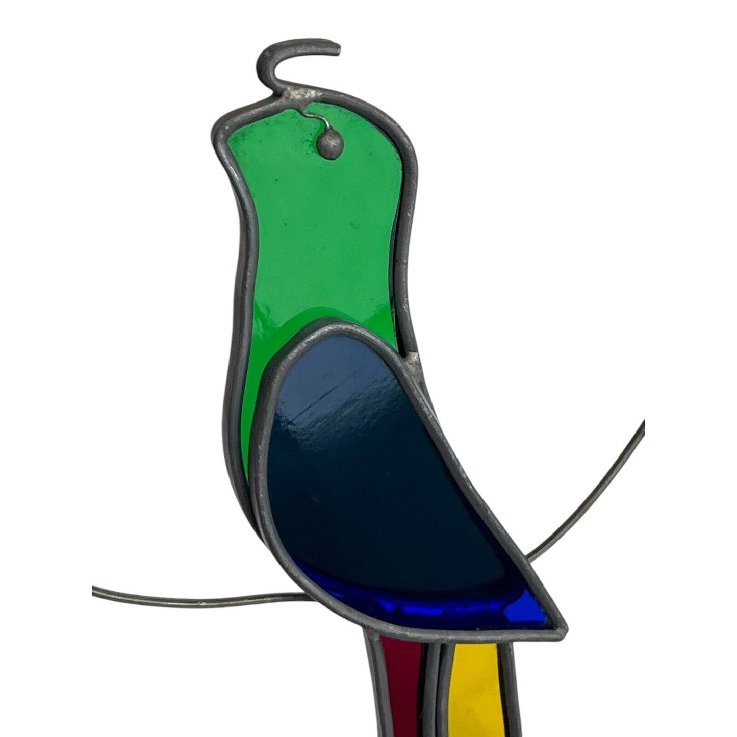 Vintage Stained Glass Parrot Partridge Bird in Loop Sun Catcher