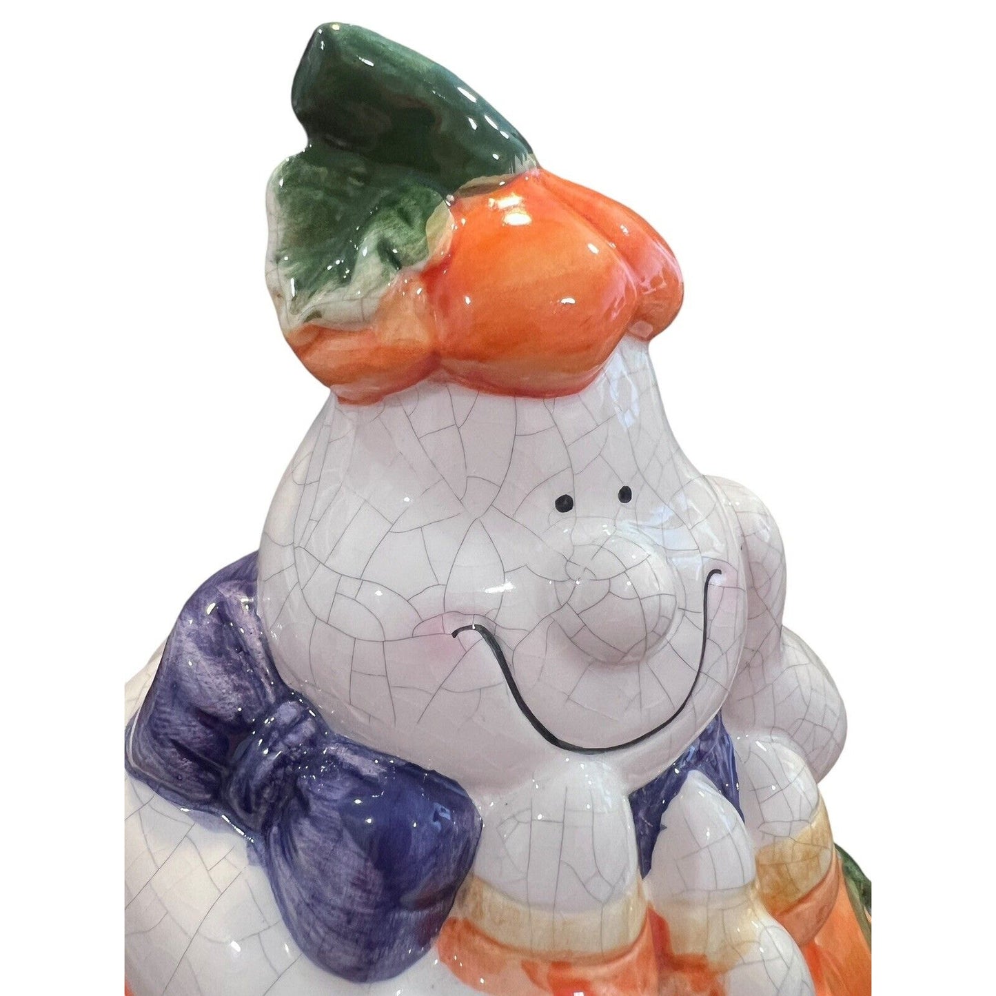 Ceramic Halloween Friendly Ghost Pumpkin Cookie Candy Jar Jack-o-lantern Pumpkin