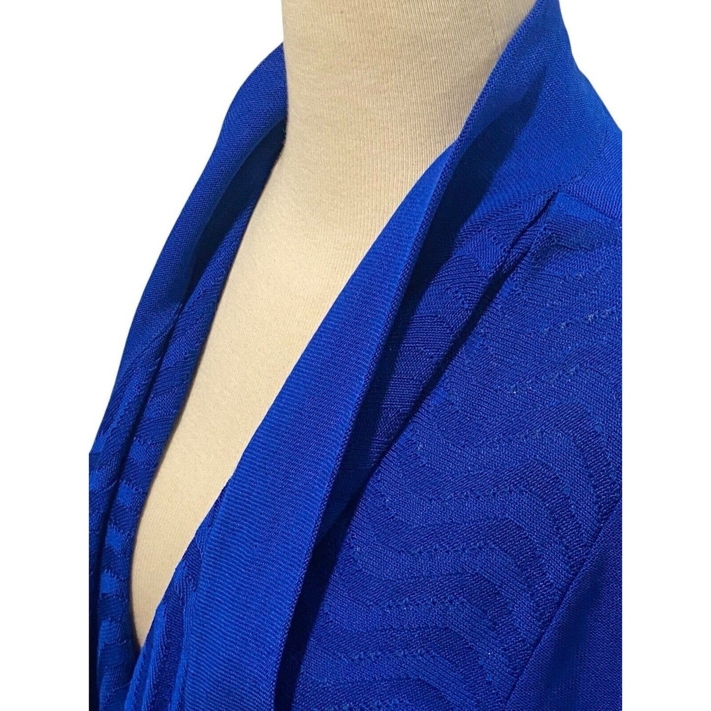 Small Exclusively Misook Blue Solid Open Front Sweater Cardigan Textured